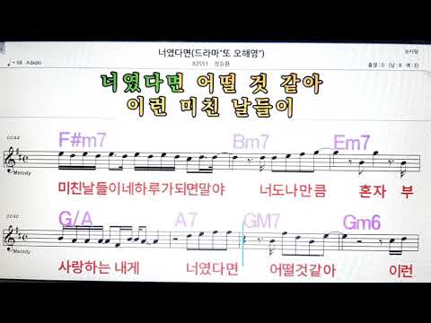 너 였다면/정승환💋노래방, 악보,반주, 가라오케 ,코드, 가사 .💖Karaoke, Sheet music ,Chord, Lyrics ,MR