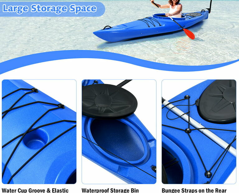 Costway Single Sit-In Kayak Single Fishing Kayak Boat W/ Paddle &  Detachable Rudder - Walmart.Com