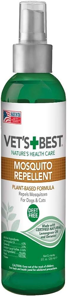 Amazon.Com : Vet'S Best Mosquito Repellent For Dogs And Cats | Repels  Mosquitos With Certified Natural Oils | Deet Free | 8 Ounces : Vet'S Best :  Pet Supplies