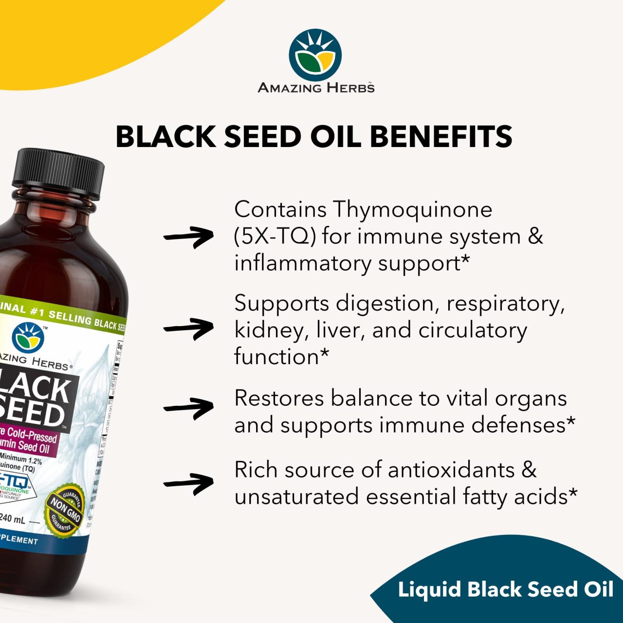 Amazon.Com: Amazing Herbs Premium Black Seed Oil - Cold Pressed Nigella  Sativa Aids In Digestive Health, Immune Support, Brain Function, Joint  Mobility, Gluten Free, Non Gmo - 8 Fl Oz : Health & Household