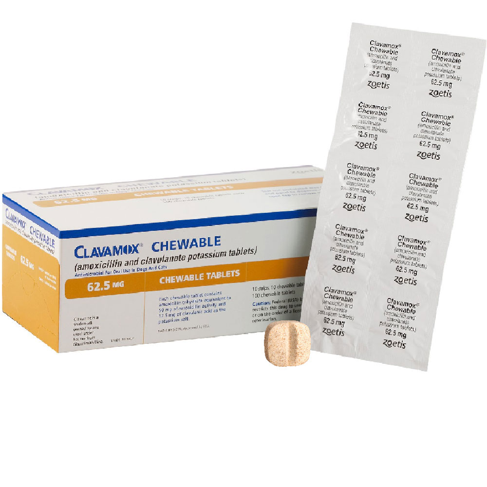 Clavamox For Dogs 62.5 Mg (100 Tablets) | Free Shipping* | Entirelypets Rx