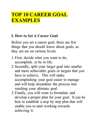 Top 10 Career Goal Examples | Pdf
